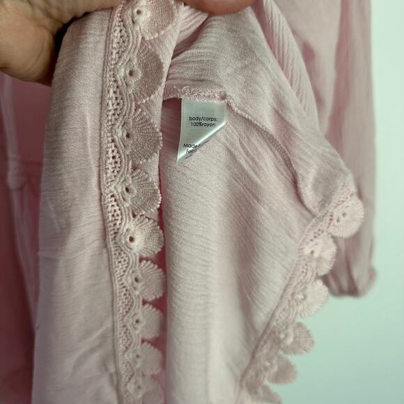 NWT Eberjey Pink Small Summer of Love Sofia Mini V-Neck Lace Scalloped Hem Dress - Picture 10 of 13